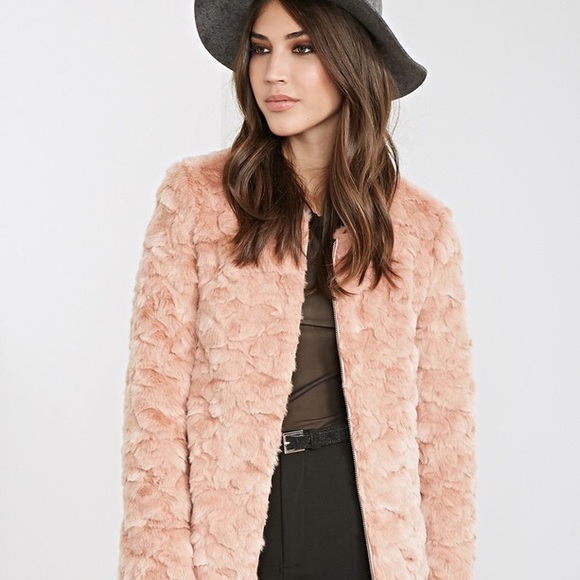 Forever 21 Jackets & Blazers - pink textured faux fur coat